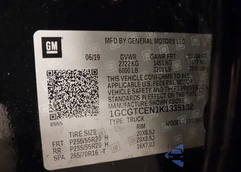 2019 Chevrolet Colorado Lt из США, поврежденный, VIN 1GCGTCEN1K1335132